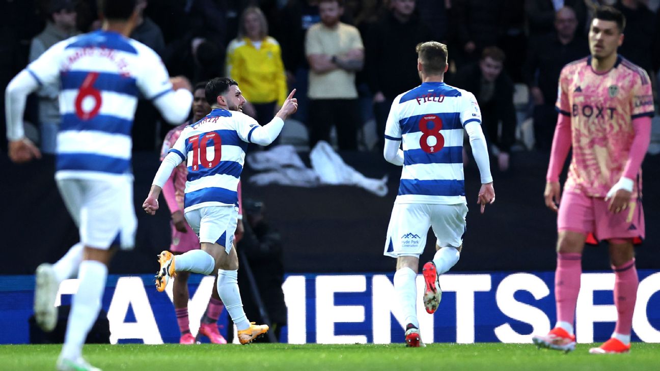 Thua Queens Park Rangers, Leeds dâng tấm vé lên hạng Ngoại hạng Anh cho Leicester City